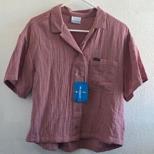 Columbia Crimson Point Button Up Shirt Mauve Size M